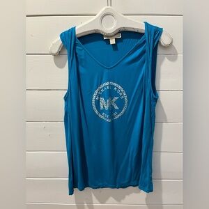 MICHAEL KORS Sleeveless Logo Top – Teal Blue – Size L